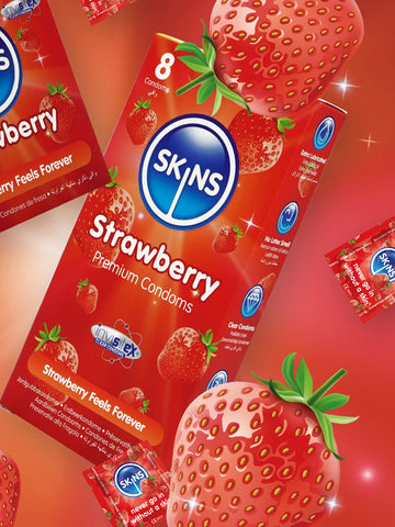 Skins (UK) Skins Condoms Strawberry - 8 Pack